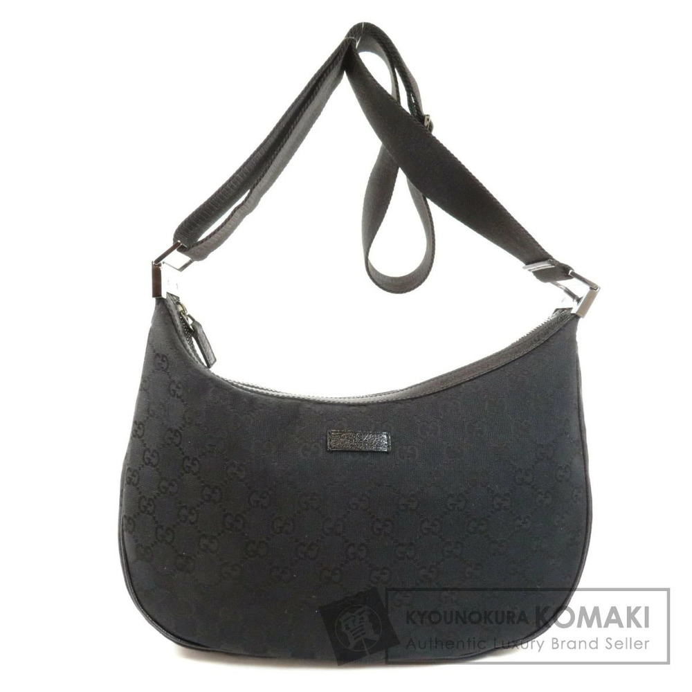 Gucci GG Shoulder Bag Canvas Leather Black